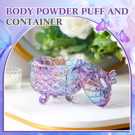 Tioncy glass puff container with two powder puffs