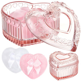 Tioncy Large Body Powder Puff Set with heart container in pink