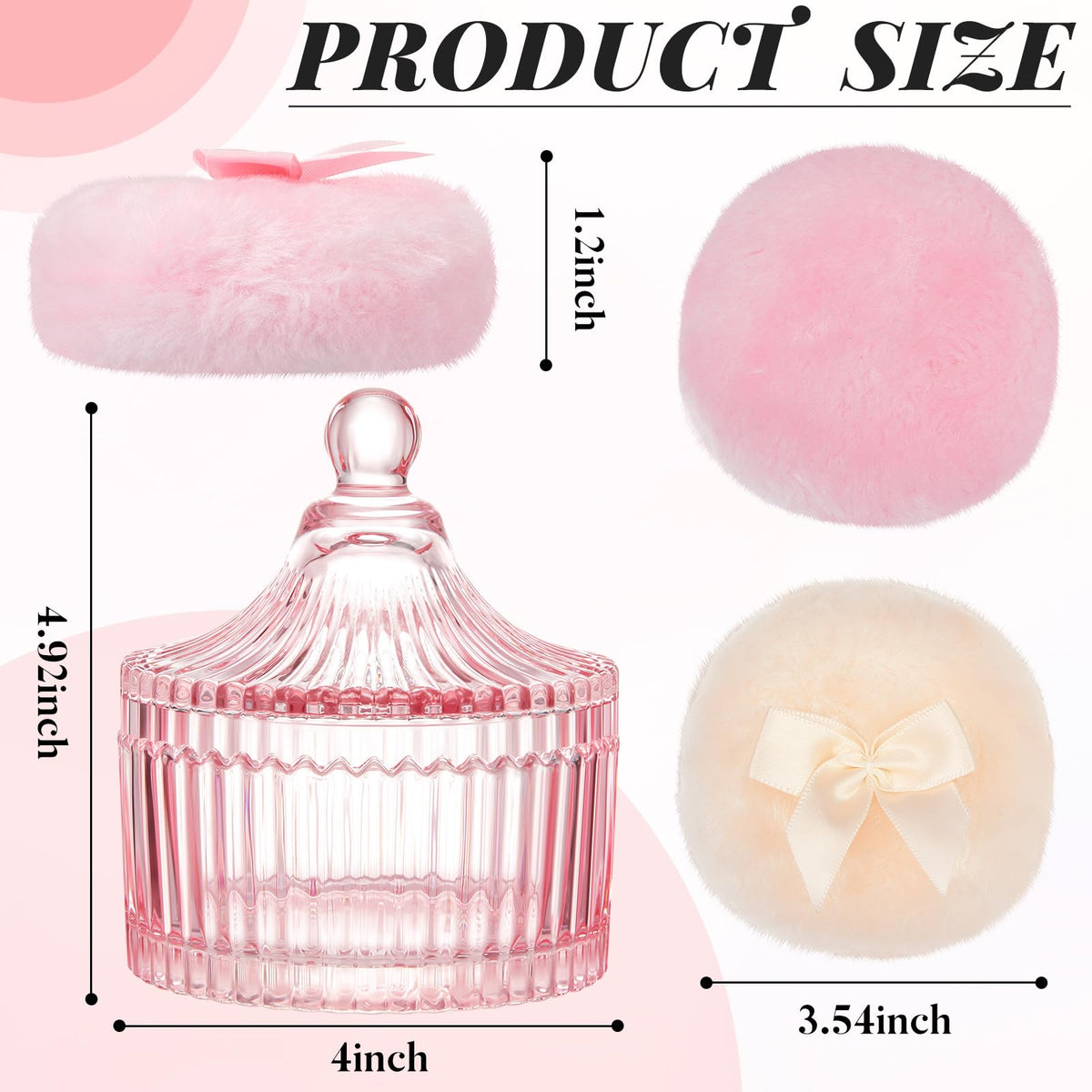 Tioncy pink glass puff container side view