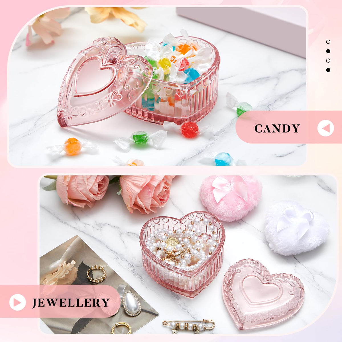 Tioncy powder puff set displayed on a vanity