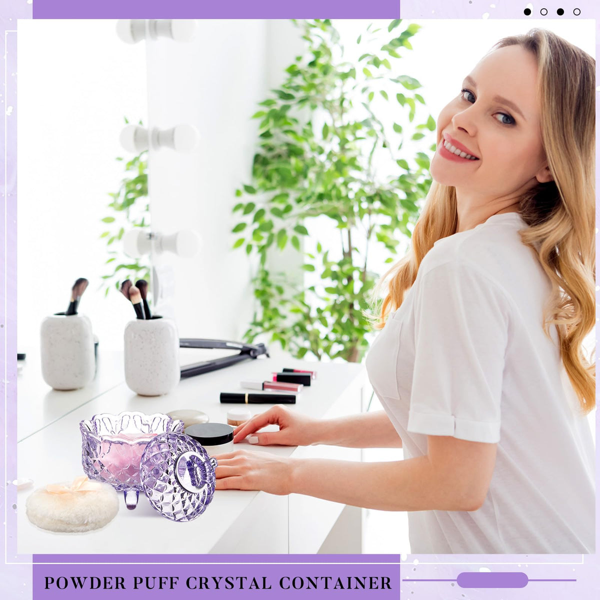 Tioncy powder puff set displayed with makeup products