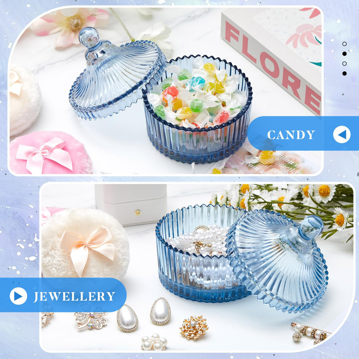 Tioncy powder puff set on vanity