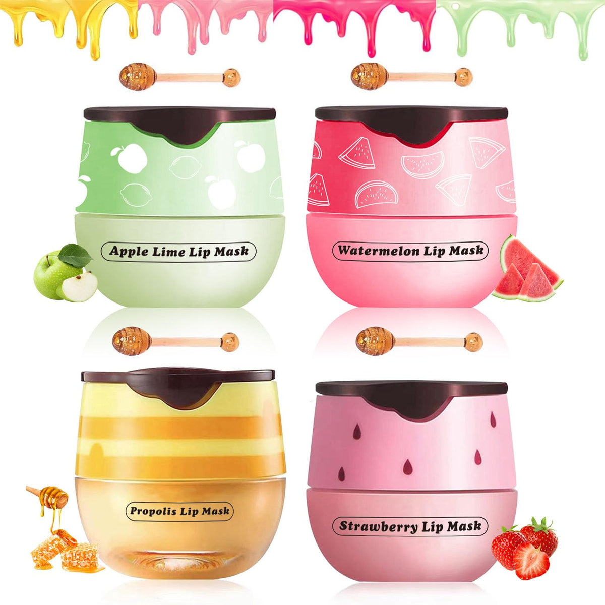 TIRDET Bee Lip Balm Honey Pot front view with fruity flavours