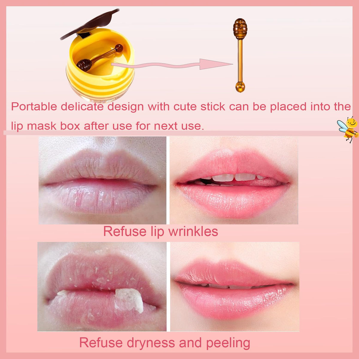 TIRDET Bee Lip Balm Honey Pot lifestyle scene with beauty products