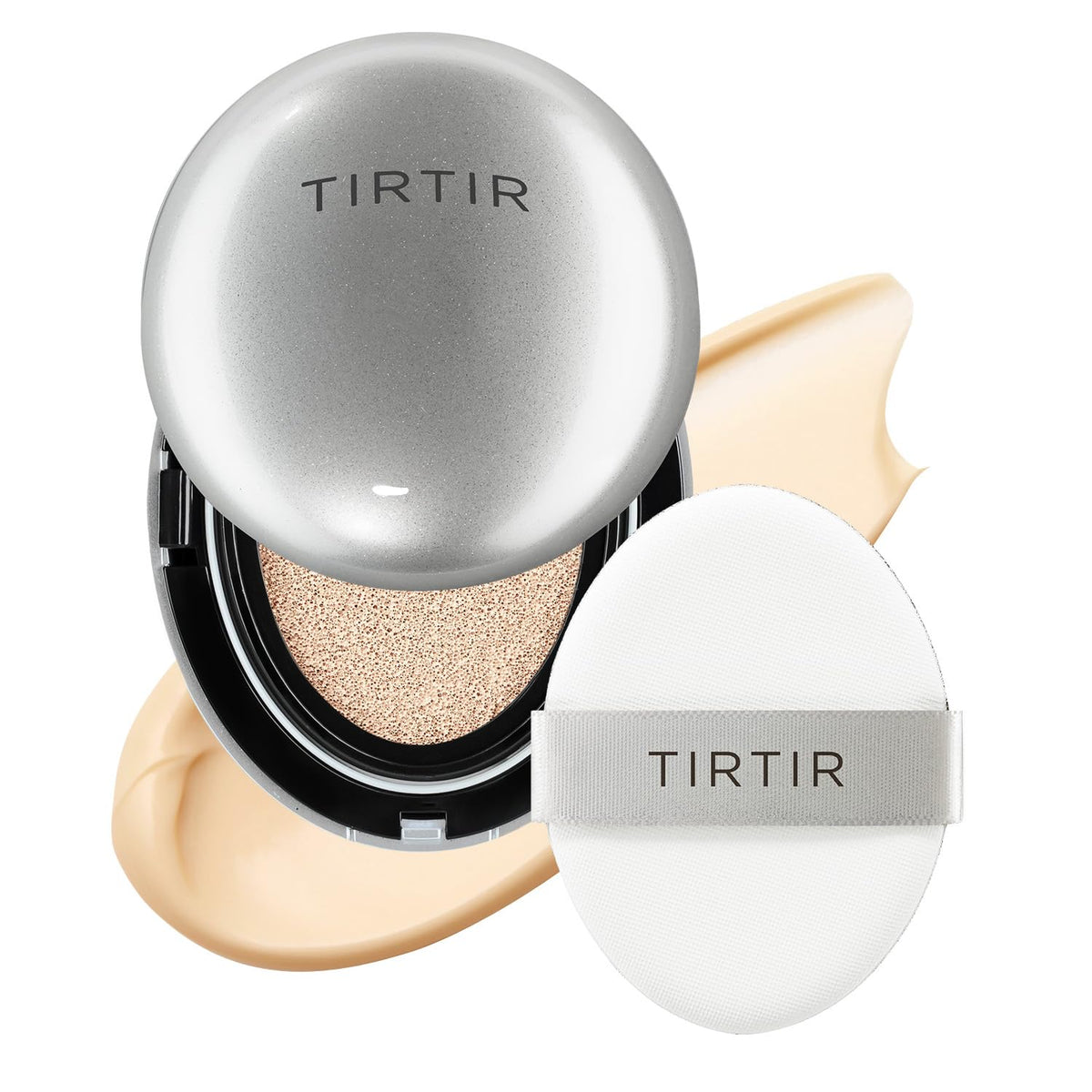 TIRTIR Mask Fit Aura Silver Cushion Foundation front view with packaging