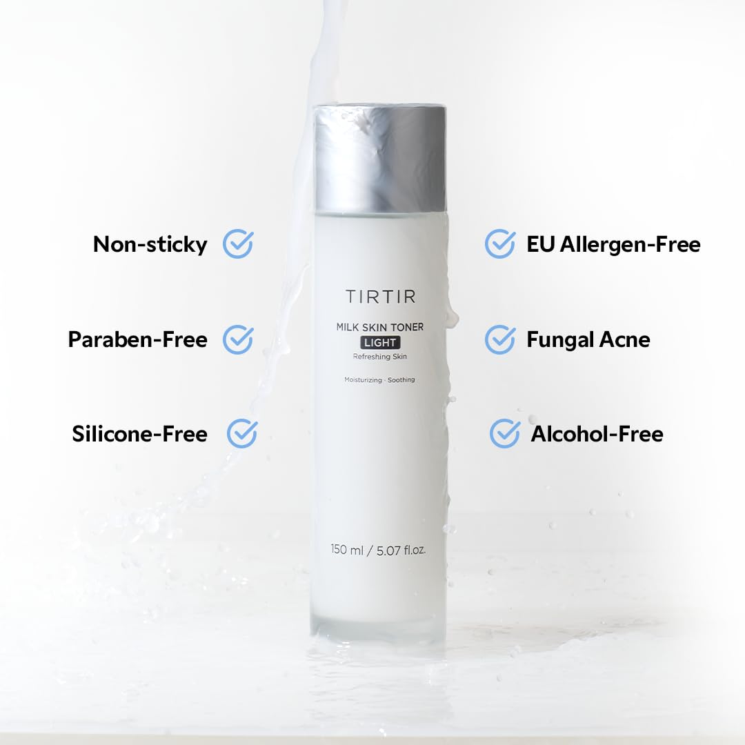 TIRTIR Milk Skin Toner Light 180g on a bathroom shelf