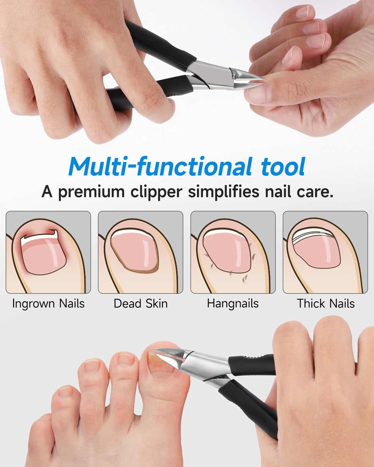 Tisojpod Nail Clippers demonstrating angled blade design