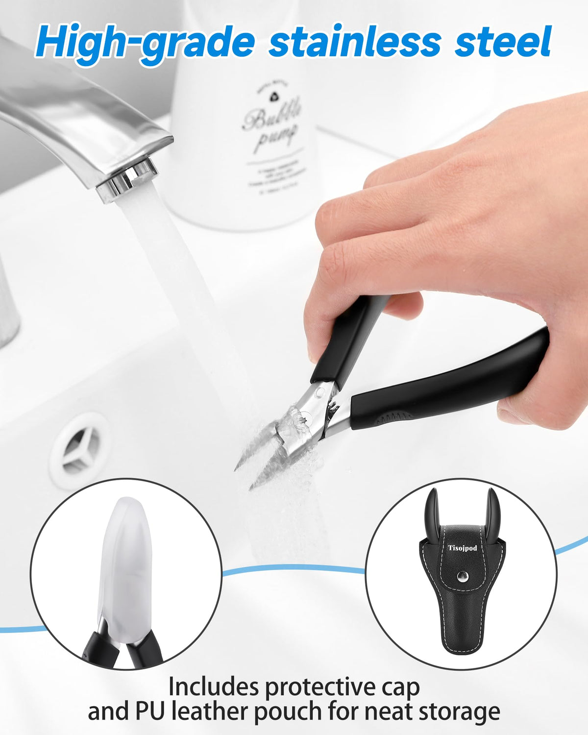 Tisojpod Nail Clippers with textured grip for control