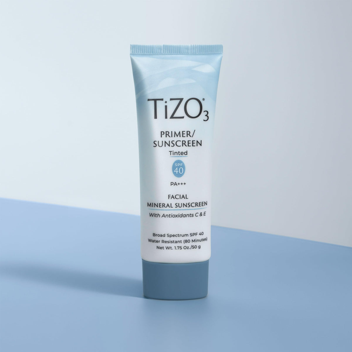 TIZO Facial Mineral Sunscreen Primer Tinted SPF 40 application on face