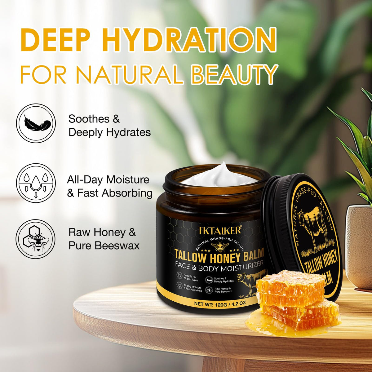 TKTALKER Beef Tallow Moisturizer showing packaging details