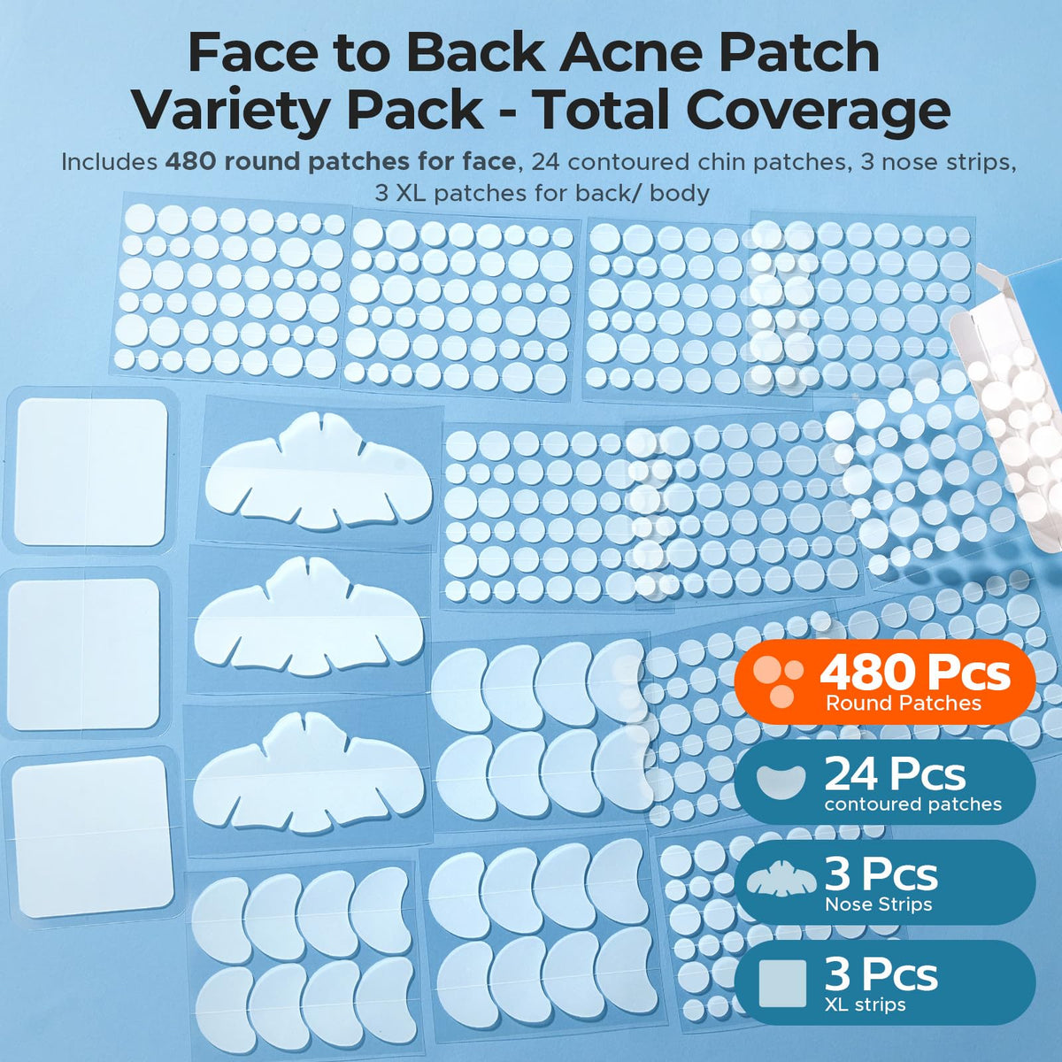 TKTK Hydrocolloid Pimple Patches on a skin surface