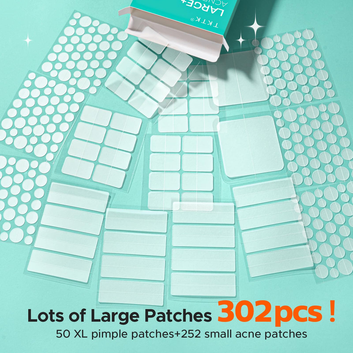 TKTK pimple patches showing various sizes laid out