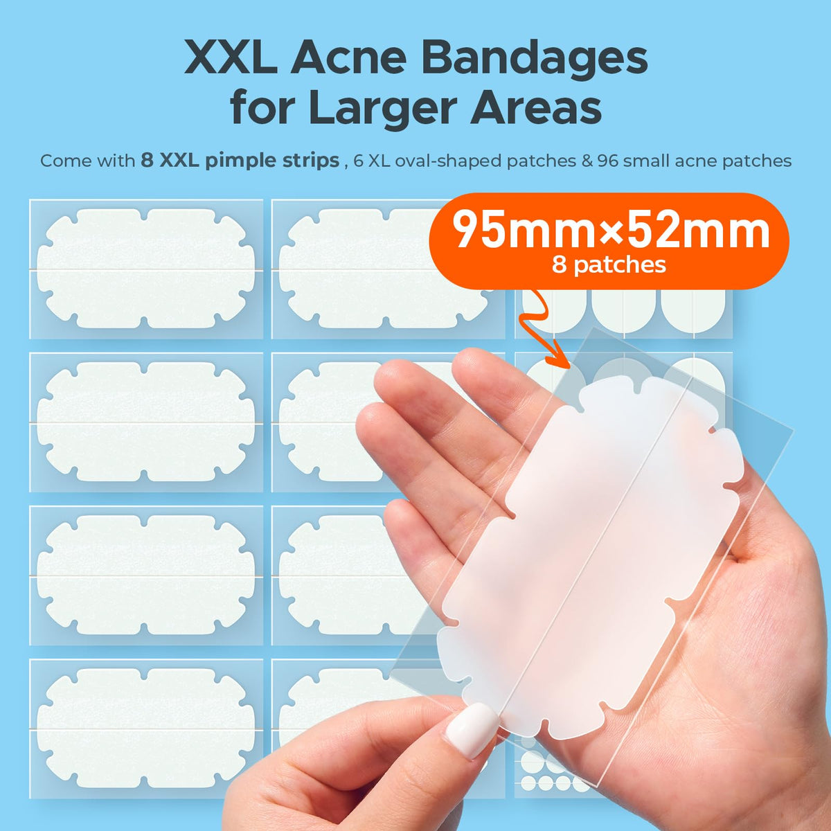 TKTK XXL Pimple Patches showing different sizes