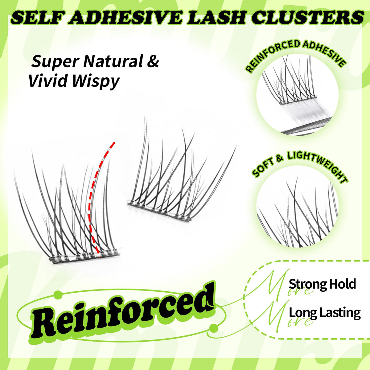 TMIELYBS self adhesive eyelashes close-up of 10-11mm length