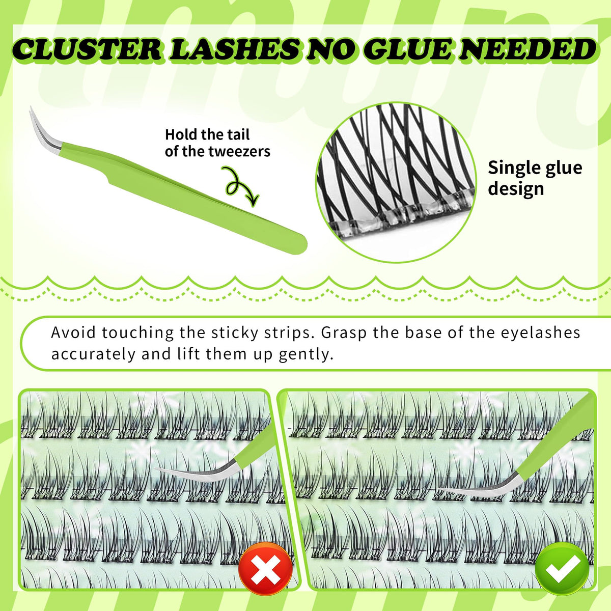 TMIELYBS self adhesive eyelashes close-up of 12-14mm length