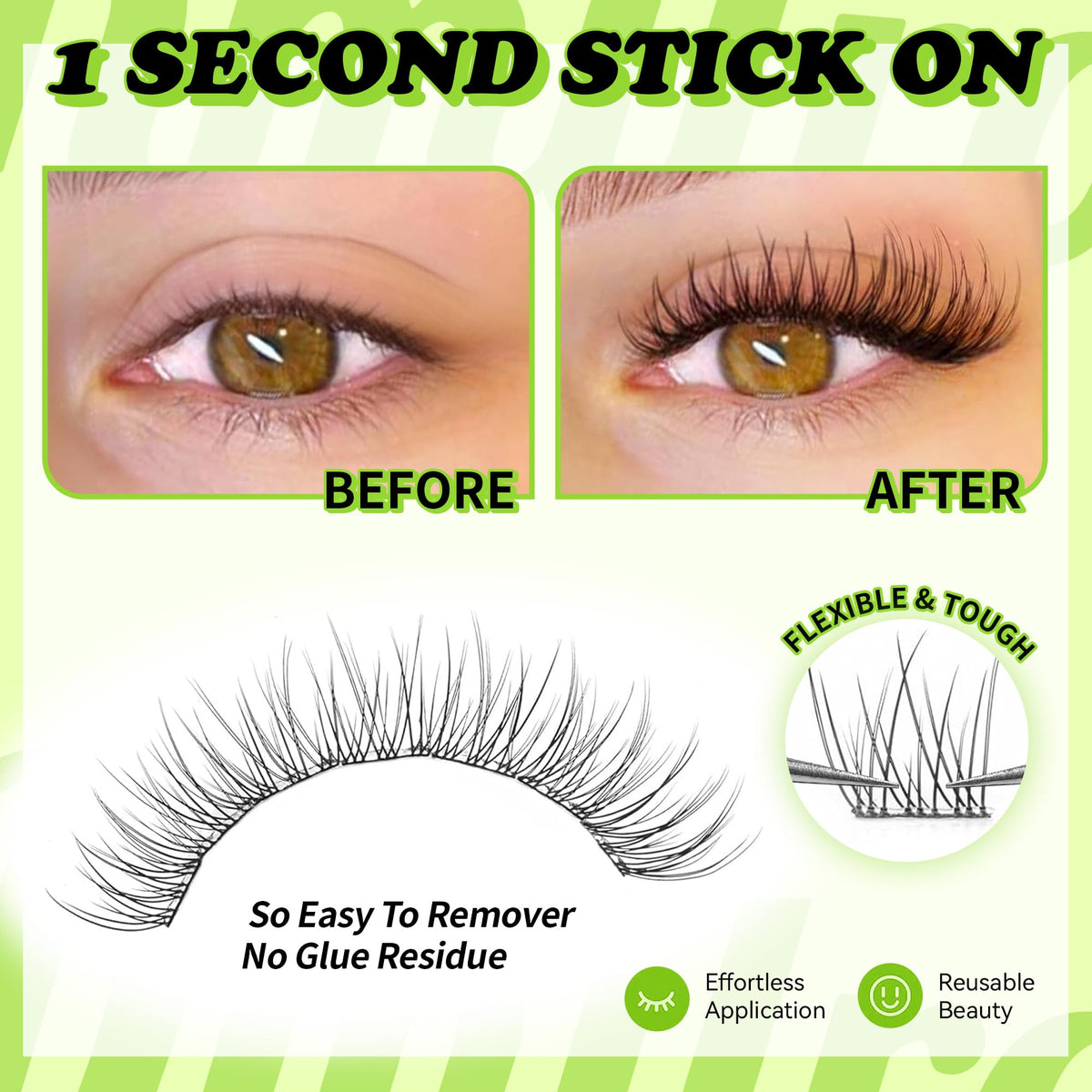 TMIELYBS self adhesive eyelashes showing adhesive strip