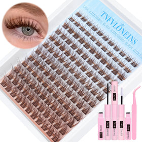 TNFVLONEINS Brown Lash Clusters Kit front view with lashes