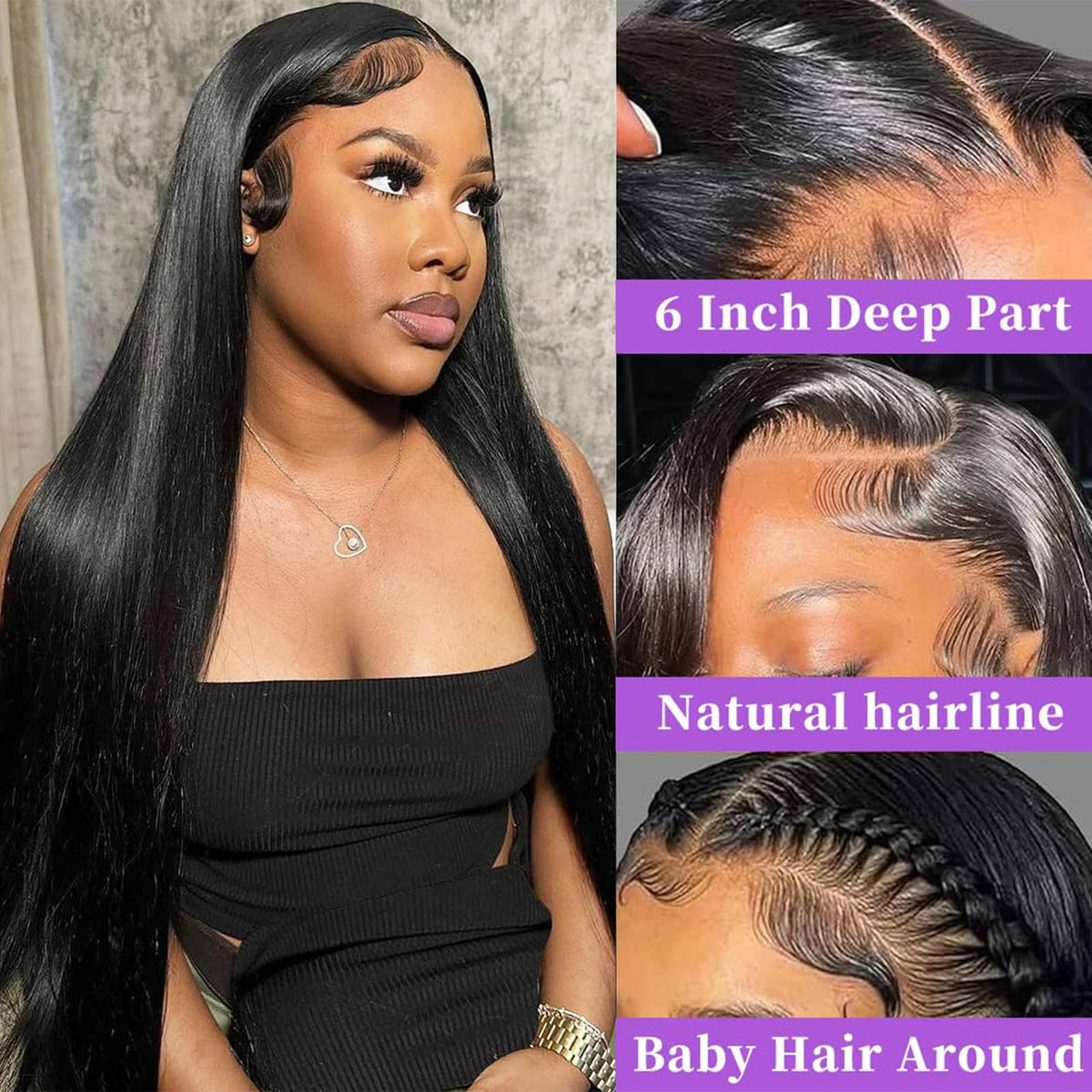 tobasew 13x6 HD Lace Front Wig side view showing lace