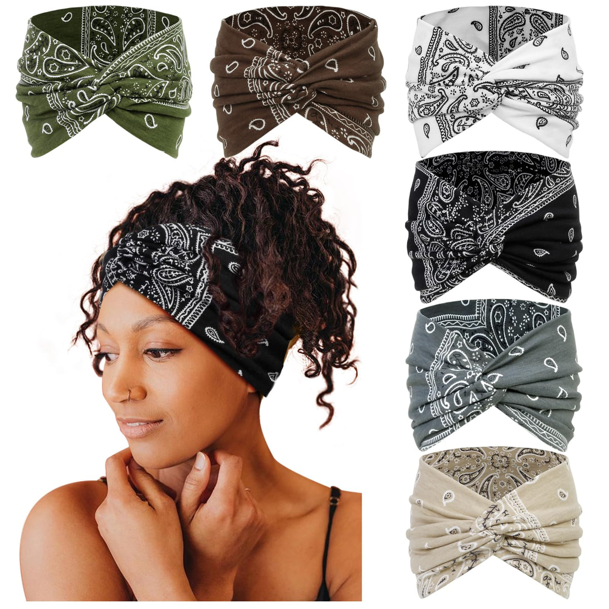 Tobeffect 7'' extra wide headband in bohemian print front view