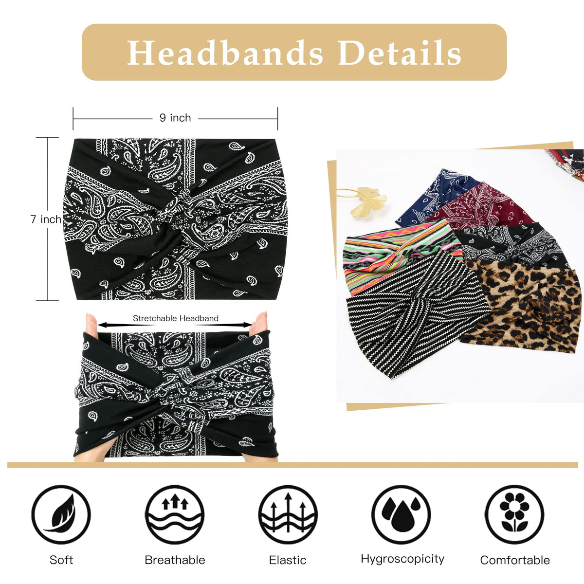 Tobeffect Boho Wide Headband side view showcasing texture