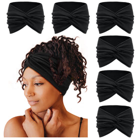 Tobeffect Extra Wide Black Turban Headband front view