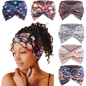 Tobeffect extra wide boho headband floral print front view
