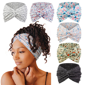 Tobeffect Extra Wide Turban Headband front view with floral pattern