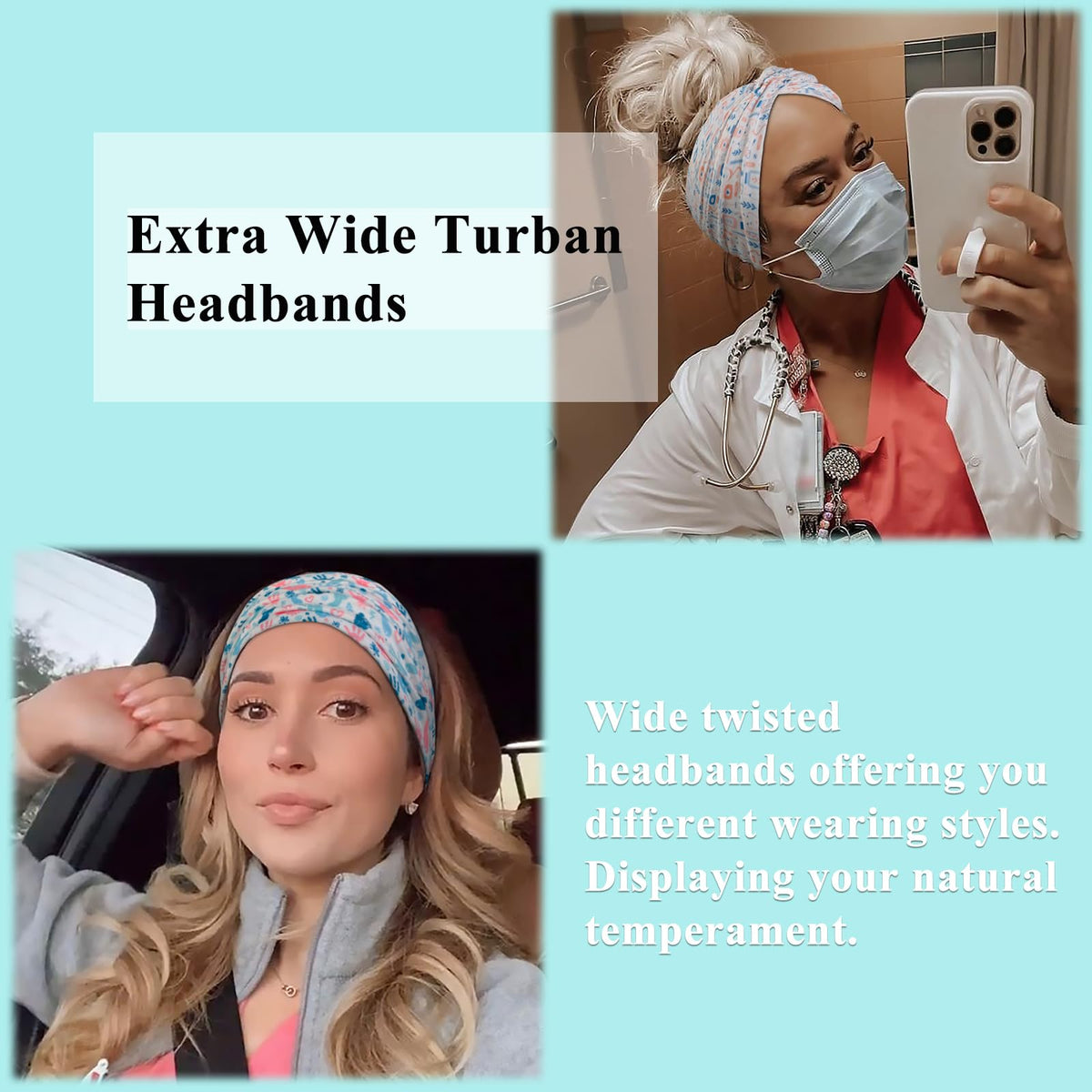 Tobeffect Extra Wide Turban Headband in a close-up view highlighting fabric texture