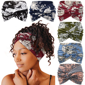 Tobeffect floral printed wide headband front view