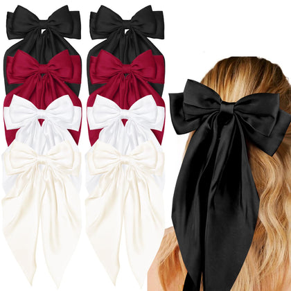 Tobeffect Hair Bows 8 pack in black, white, burgundy red, and beige