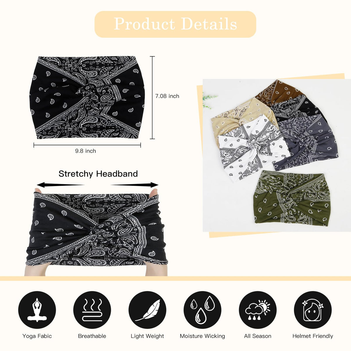 Tobeffect headband showing elastic stretch and fabric texture