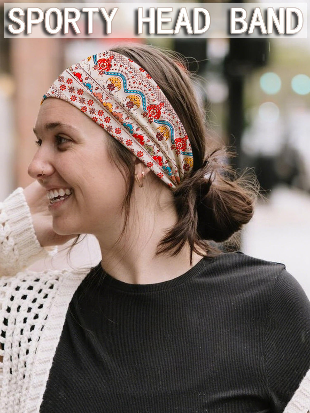 Tobeffect headband showing soft polyester and spandex blend