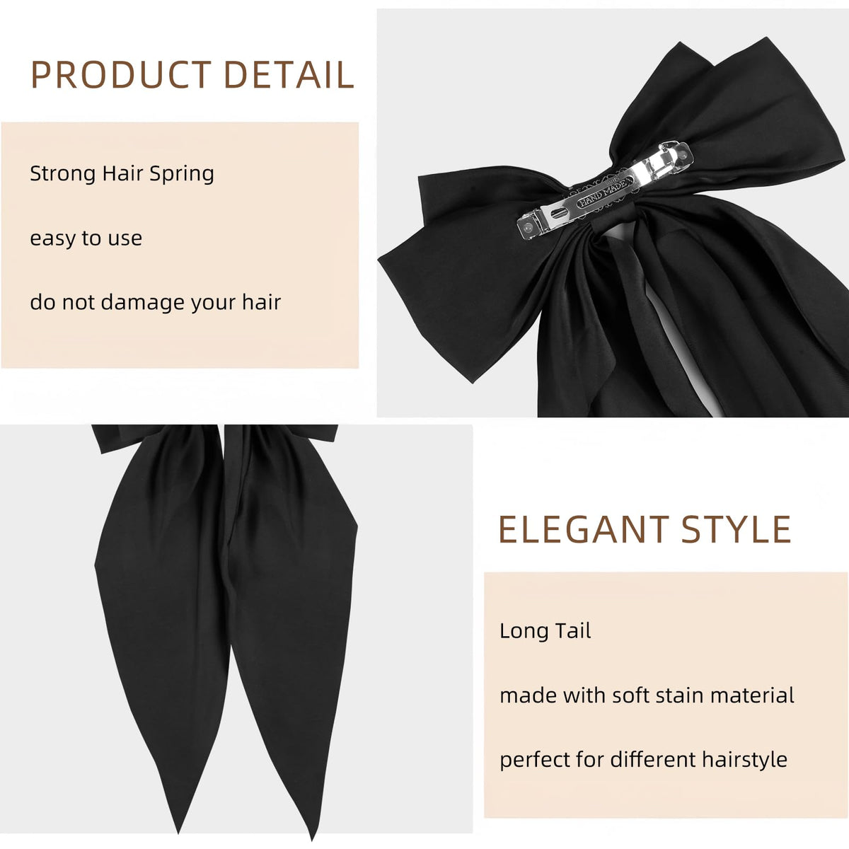 Tobeffect Large Hair Bows Clips displayed on a white background