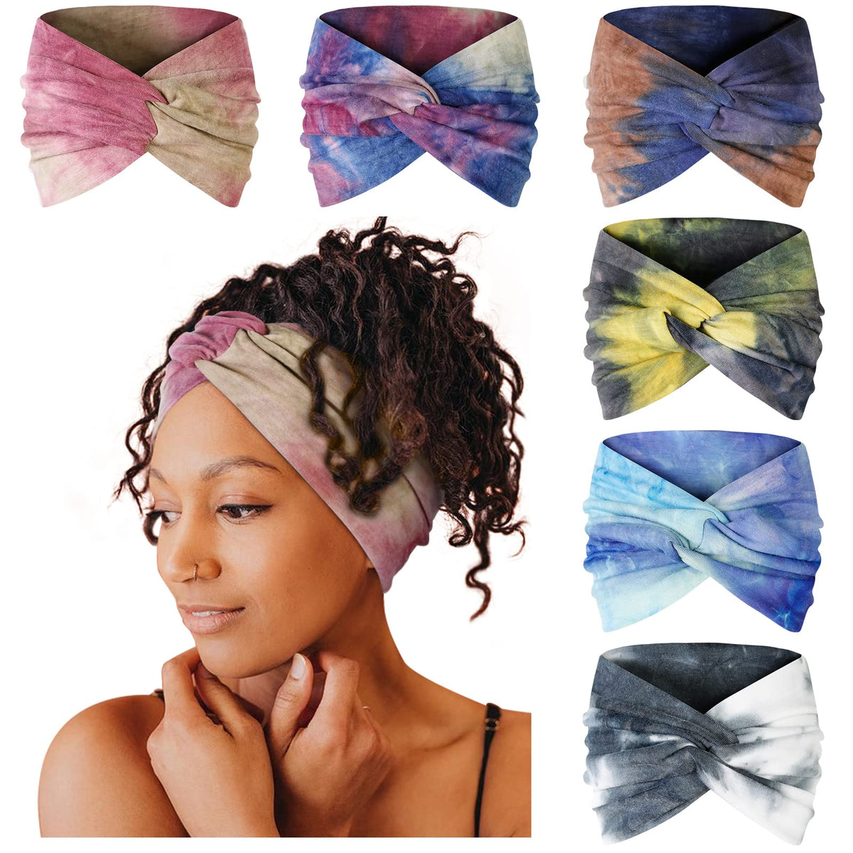Tobeffect Tie Dye Extra Large Turban Headband front view