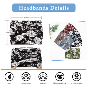Tobeffect wide headband side view with floral design