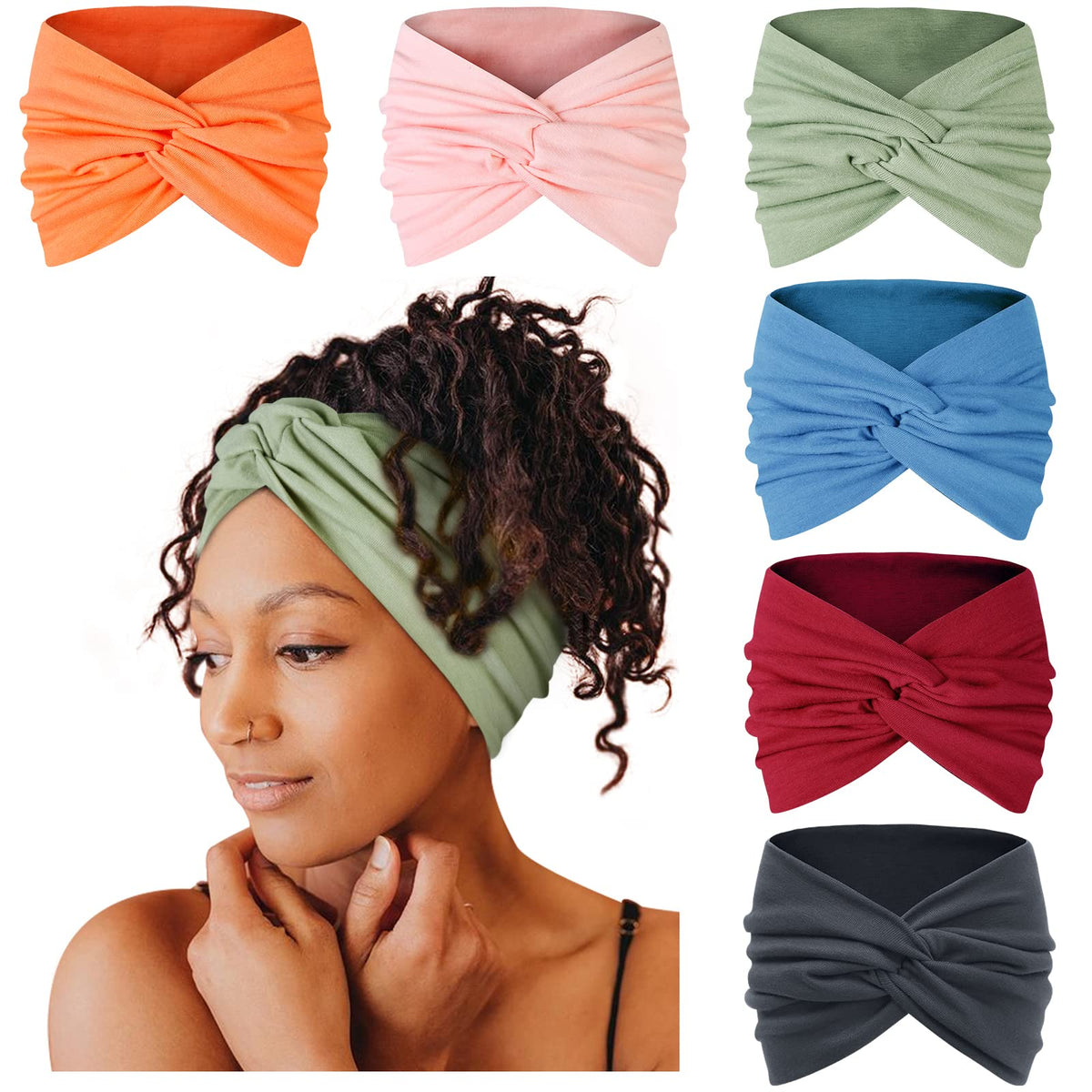 Tobeffect Wide Headbands 6 pack assorted colours front view