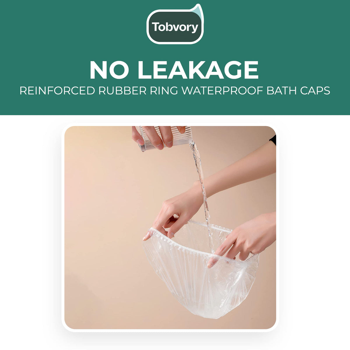 Tobvory Disposable Shower Cap in use during shower