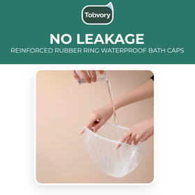 Tobvory Disposable Shower Cap in use during shower
