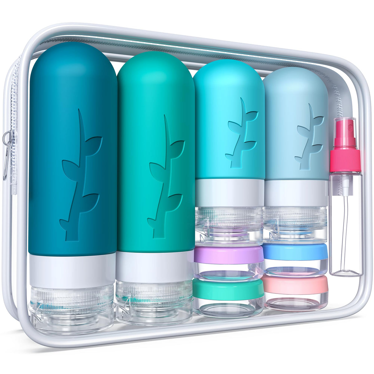 Tocelffe 18 pack travel bottles set with waterproof bag