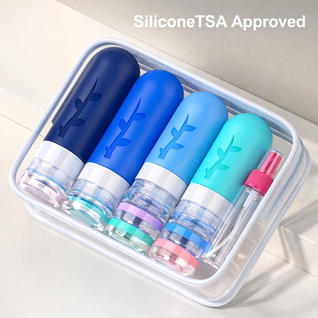 Tocelffe travel bottles set displayed outdoors