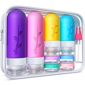 Tocelffe travel bottles set with various sizes of silicone containers