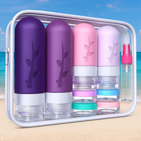 Tocelffe travel containers set displayed with waterproof bag