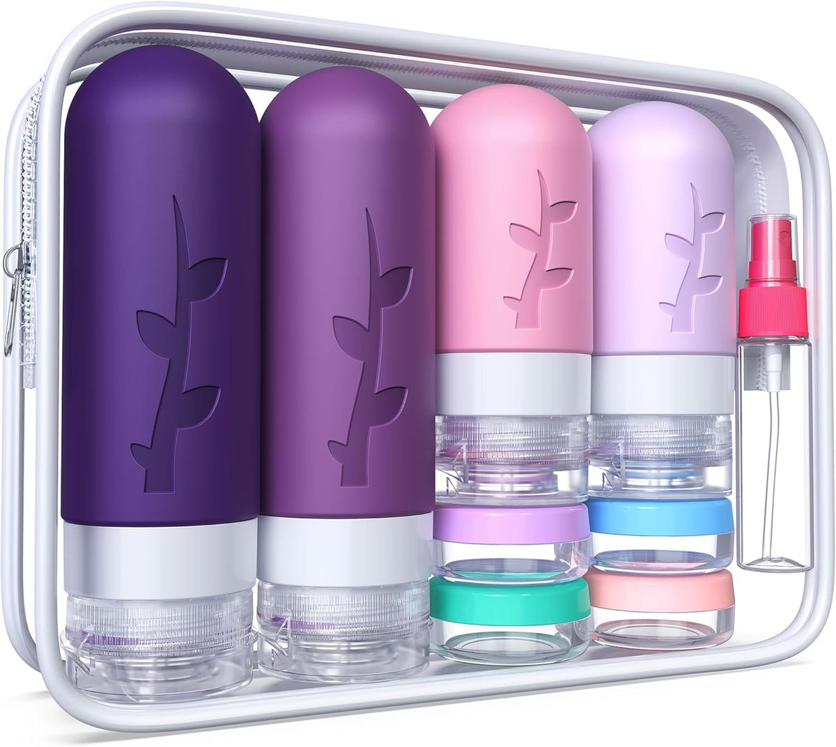 Tocelffe travel containers set with silicone bottles and accessories