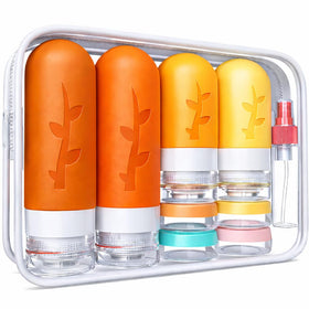 Tocelffe Travel Containers set with waterproof bag and various bottles
