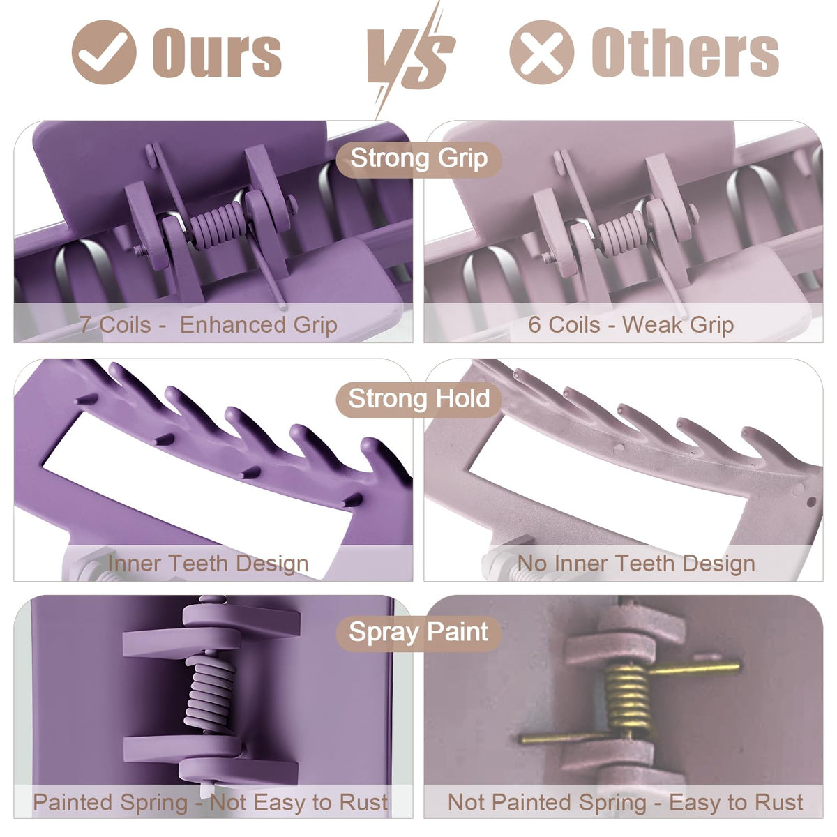 TOCESS 4.3 In Dark Purple Hair Claw Clip side view