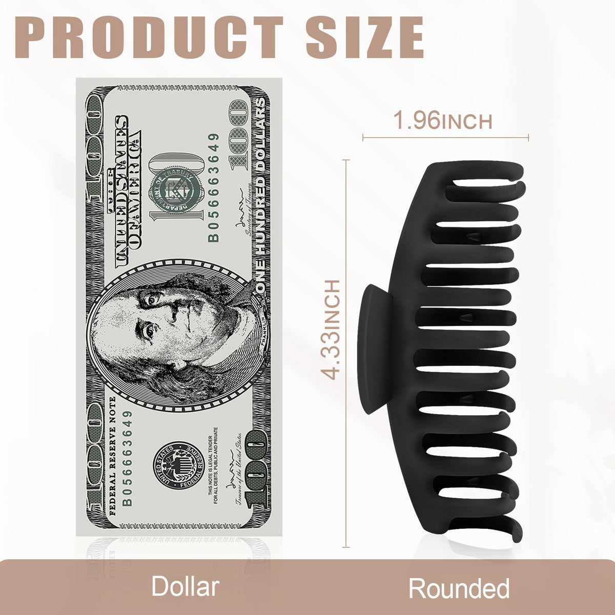 TOCESS 4.3 Inch Black Hair Claw Clip on a stylish background