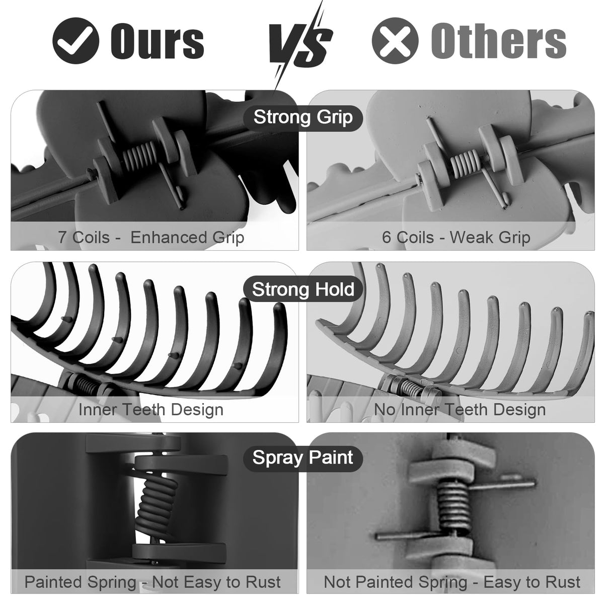 TOCESS 4.3 Inch Black Hair Claw Clip side view