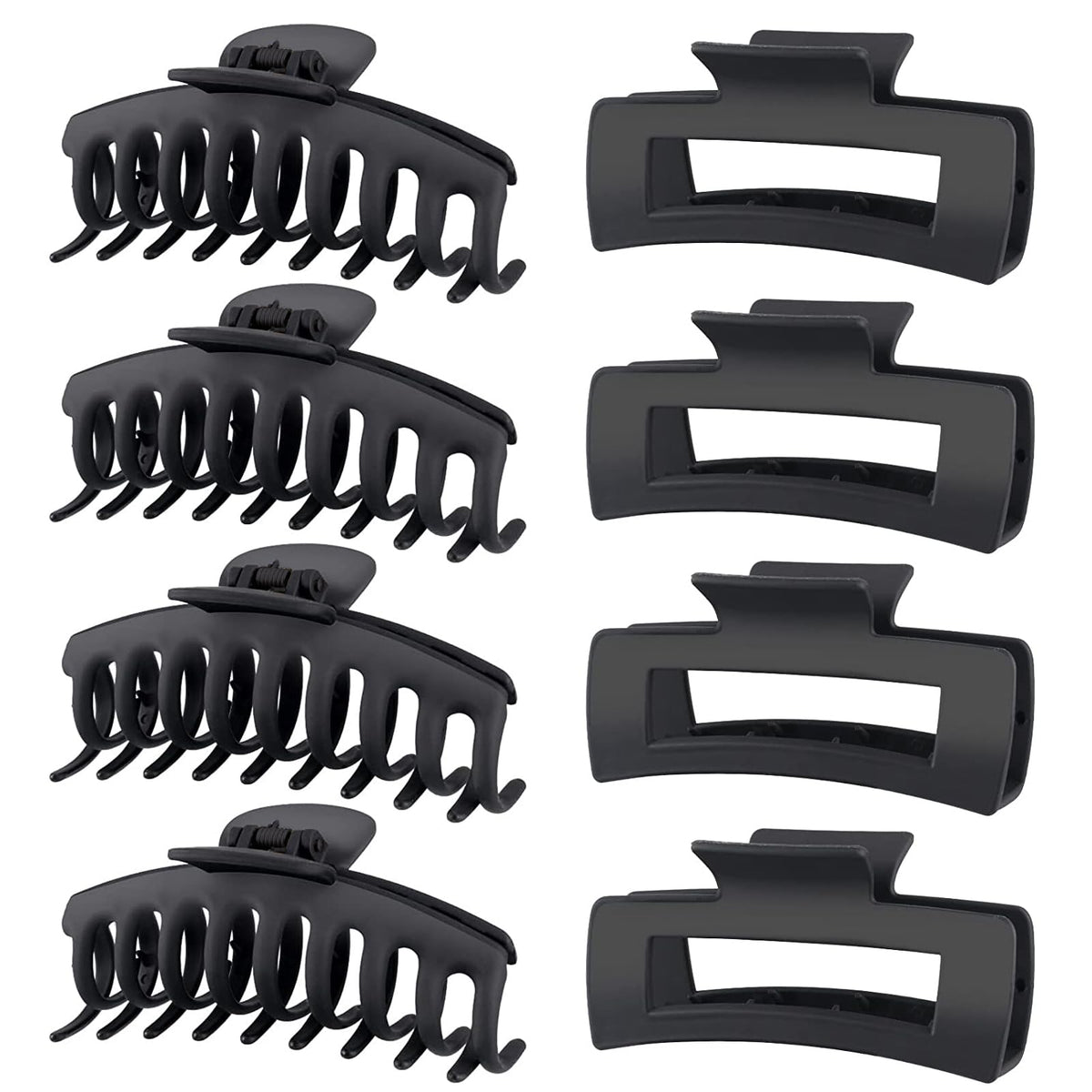 TOCESS 8 Pack Black Hair Clips front view with matte finish