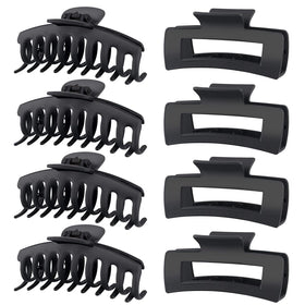TOCESS 8 Pack Black Hair Clips front view with matte finish