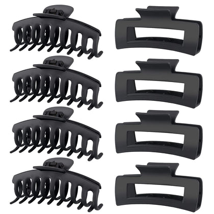 TOCESS 8 Pack Black Hair Clips front view with matte finish